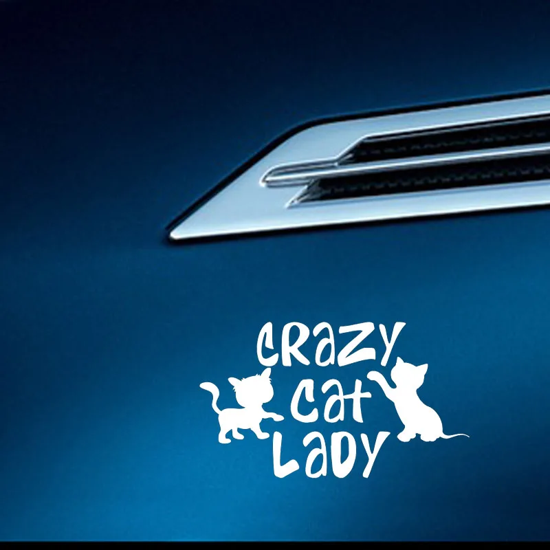 YJZT 15 2 см * 8 Виниловая наклейка для автомобиля Наклейка Crazy Cat Lady Kitten Pet черный