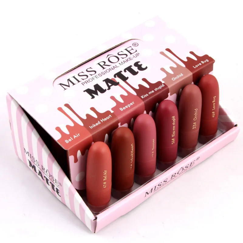MISS ROSE новый хит продаж 24 шт. в одном наборе губная помада матовые пули прочный