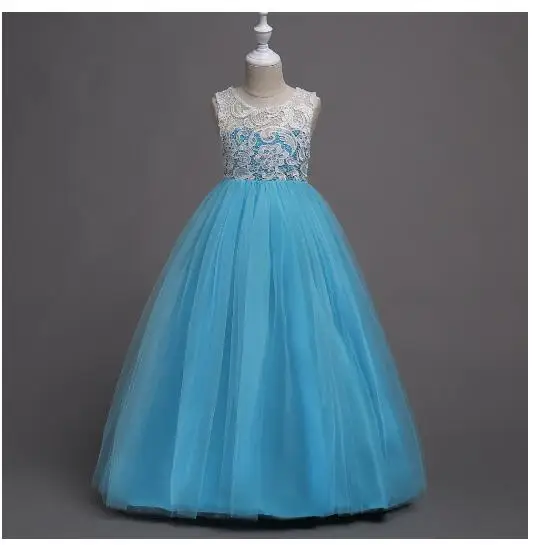 Девушки с длинным торжественное платье 2017 без рукавов Кружево тонкий принцесса