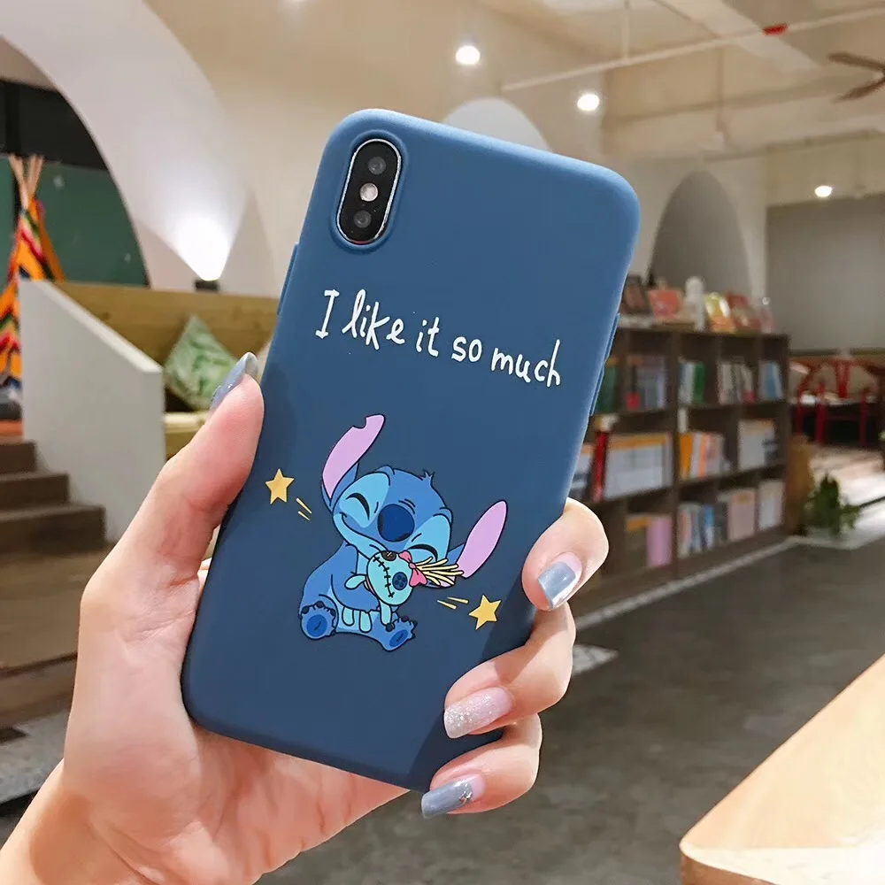 Милый мультяшный счастливый Стич чехол для телефона iPhone Xs MAX Xr X 7 8plus 6 6splus смешная