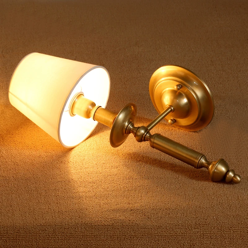 American country wall copper mirror lamp European simple living room bedroom bedside single head | Лампы и освещение