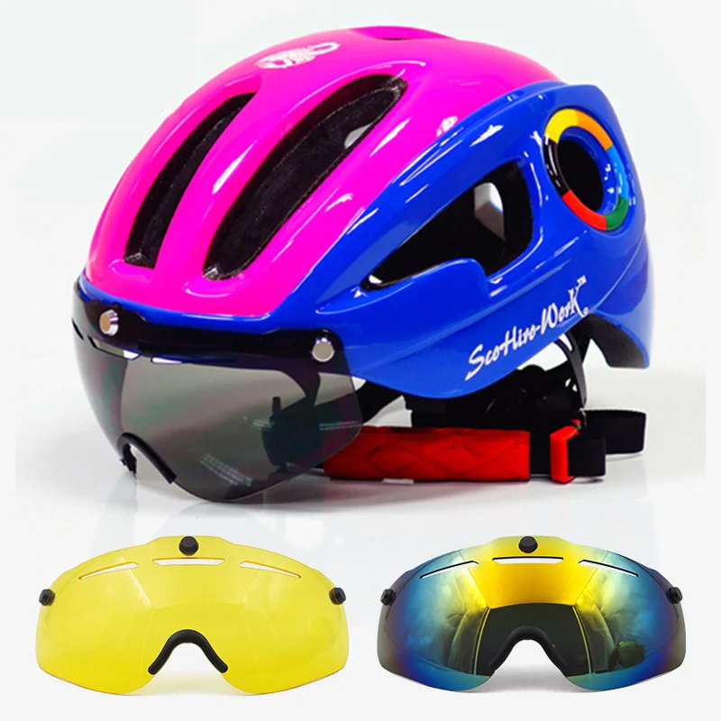 Powder blue-3 SCOHIRO-WORK ультралегкий велосипедный шлем Mtb Горный шоссейный велосипед велосипедный шлем PC+ EPS дорожный велосипед с 3 линзами очки велосипедный шлем - Цвет: Powder blue-3