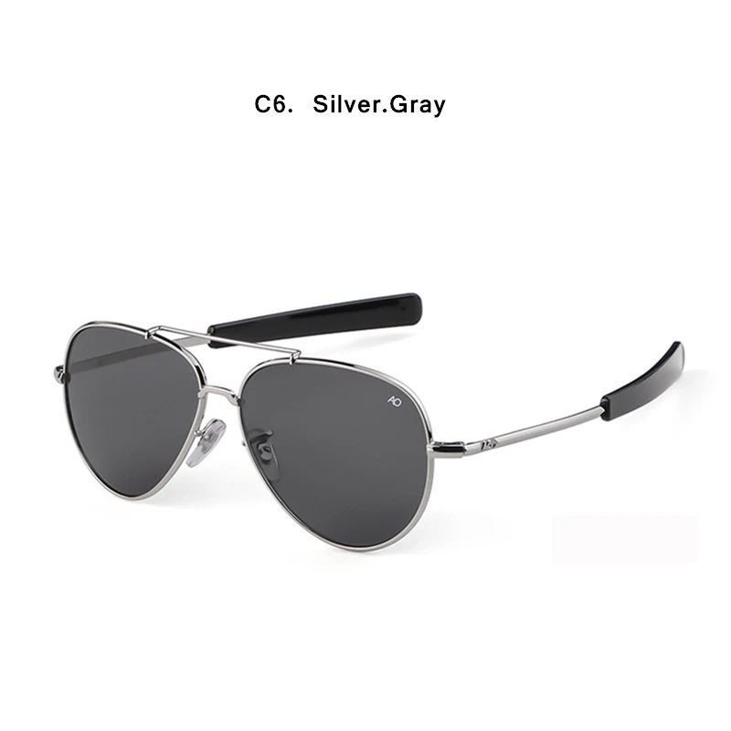 C6 Silver.Gray HBK Pilot 90s AO General Pilot американская оптическая 12K Золотая оправа Oculos De Sol армейский Военный Макартур с коробкой K40024 - Цвет линз: C6 Silver.Gray