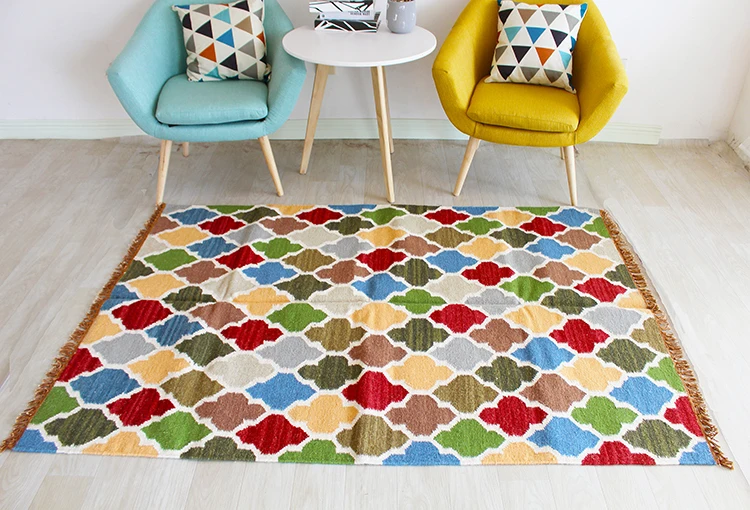 

Gorgeous kilim carpets knitted Roman bells runner carpets for home decoration geometric TURKISH Wool Rug Carpet