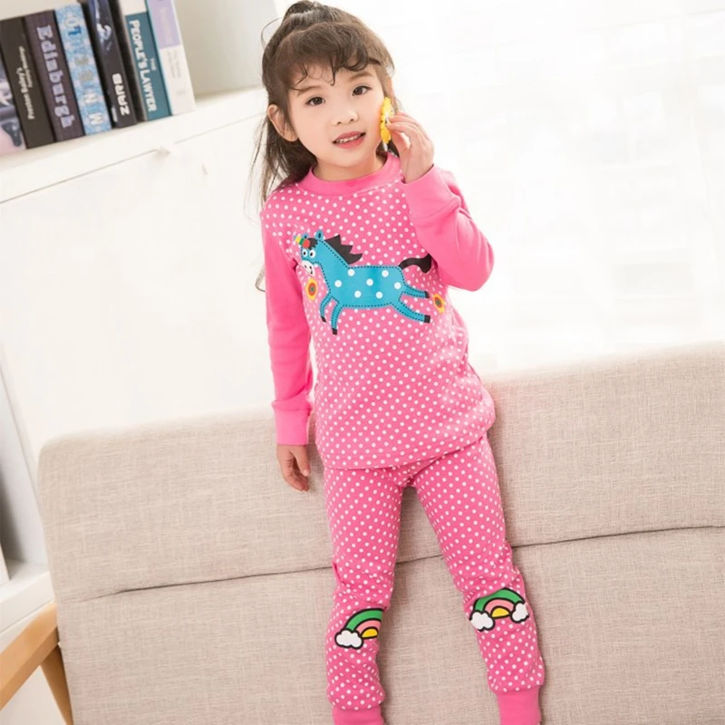2018 Casual Pajamas For Girls Tracksuit Cotton Cartoon Print T-shirt+Pants Kids Suits Infant Home Sleepwear Children Clothing | Детская