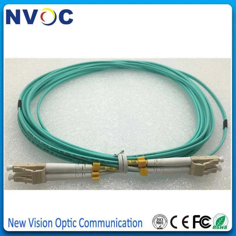 15 шт./лот LC/Φ/UPC OM4 5M Multimode 2 мм PVC дуплексный волоконно оптический джампер шнур для
