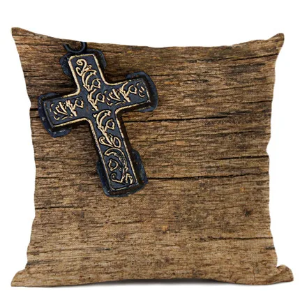 12 Art cushion cover Christian culture Bible cross Jesus pattern cotton and hemp pillow living room sofa decoration 45x45cm - Цвет: 12