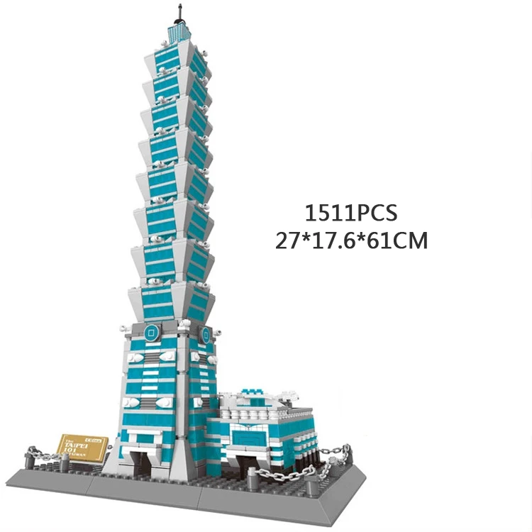 

Creative World famous architecture building block China taiwan Taipei 101 tower model brick assemble toy collection for kid gift