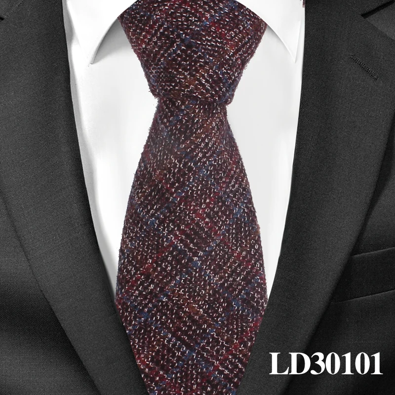 LD30101 Новые шерстяные узкие галстуки, шерстяной галстук для мужчин, костюмы для мужчин, клетчатый полосатый галстук для шеи, галстуки для бизнеса, 7 см ширина, галстуки для жениха - Цвет: LD30101