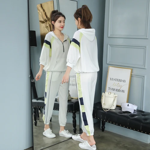 Женский спортивный костюм на молнии повседневный свободный с карманами в