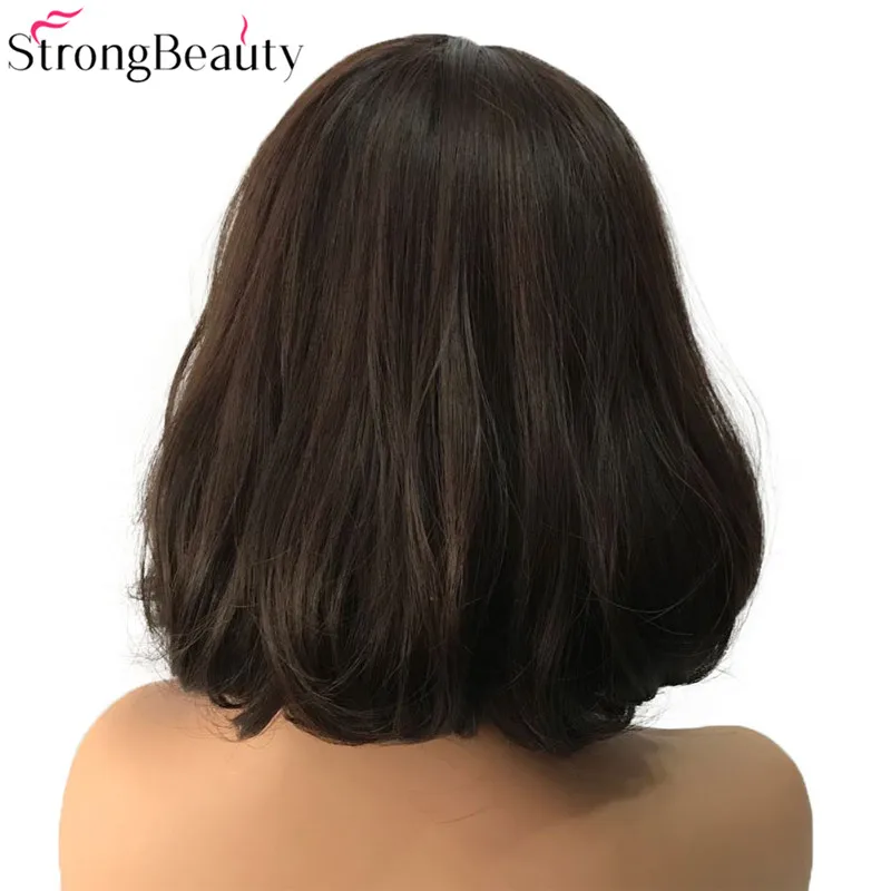 2-33 StrongBeauty короткие синтетические парики боб волосы черный/темно-коричневый с челкой натуральный женский парик - Цвет: 2-33