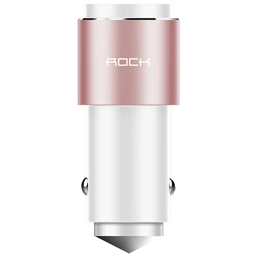 Автомобильное зарядное устройство ROCK, 2 порта, двойной, 5 В, 2,4 А, Bluetooth, умное подключение, музыкальный fm-передатчик для IOS, Android, монитор напряжения, Премиум класс - Тип штекера: rose gold white