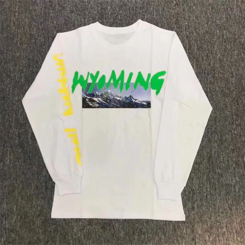 Футболка Kanye West WYOMING L/S длинная футболка для мужчин и женщин 1:1 высокое качество 100%