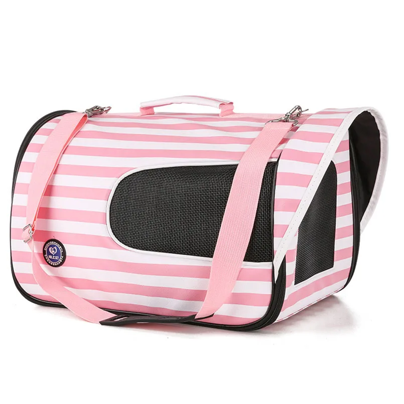 Полосатый собак Pet Carrier щенок кошка для переноски открытый дорожные сумки мягкие