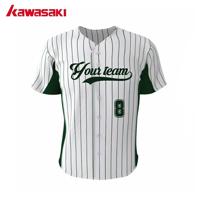 Green Бренд kawasaki Fans бейсбольная Джерси Топ мужские и женские длинные пуговицы в полоску стиль плюс размер на заказ Молодежная рубашка для Софтбола майки - Цвет: Green