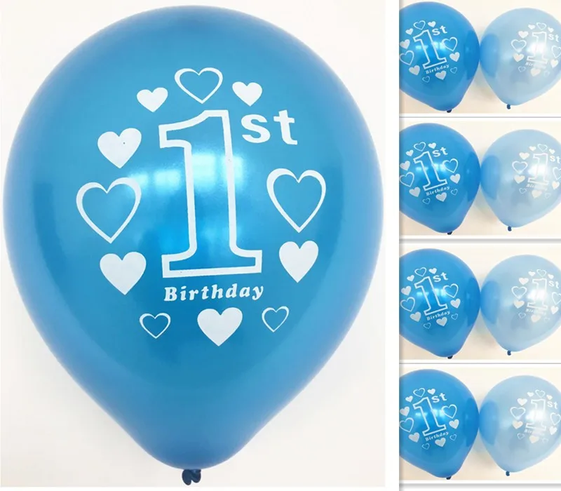 20 шт./лот воздушные шары с цифрами на первый день рождения принтом розовые синие
