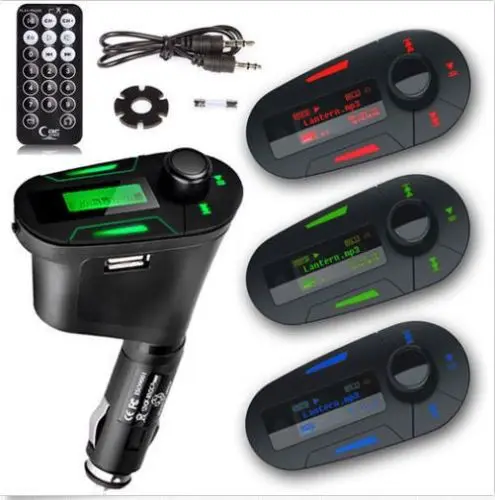Автомобильный комплект с зеленым/красным/синим ЖК-дисплеем mp3-плеер беспроводной