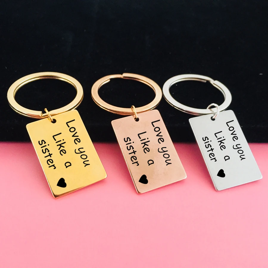 Fashion Hand Stamped Stainless Keyring Engraved Love you Like a sister For Sisters Best Friend Memorial Gift Keychain Jewelry | Украшения и