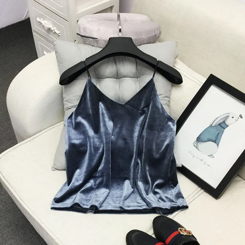 ALPHALMODA, осенне-зимний короткий однотонный бархатный топ на бретельках с v-образным вырезом, короткая бархатная рубашка на подтяжках
