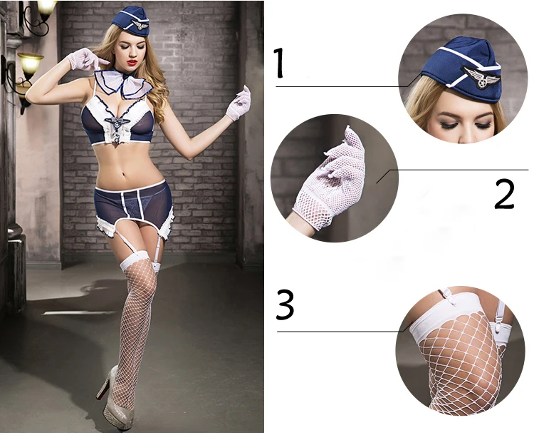 SSWILD LADY униформы для стюардесс авиакомпании 7 шт. сексуальная униформа полета 9717 |