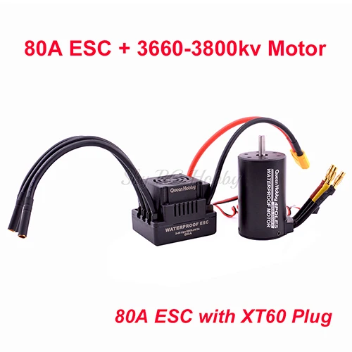 80A and 3660-3800KV Водонепроницаемый 3660 3300KV 3800KV/3670 2150KV 2650KV бесщеточный мотор+ S-80A 80A/S-120A 120A 2-4S ESC для 1/8 1:8 RC автомобилей грузовых автомобилей - Цвет: 80A and 3660-3800KV