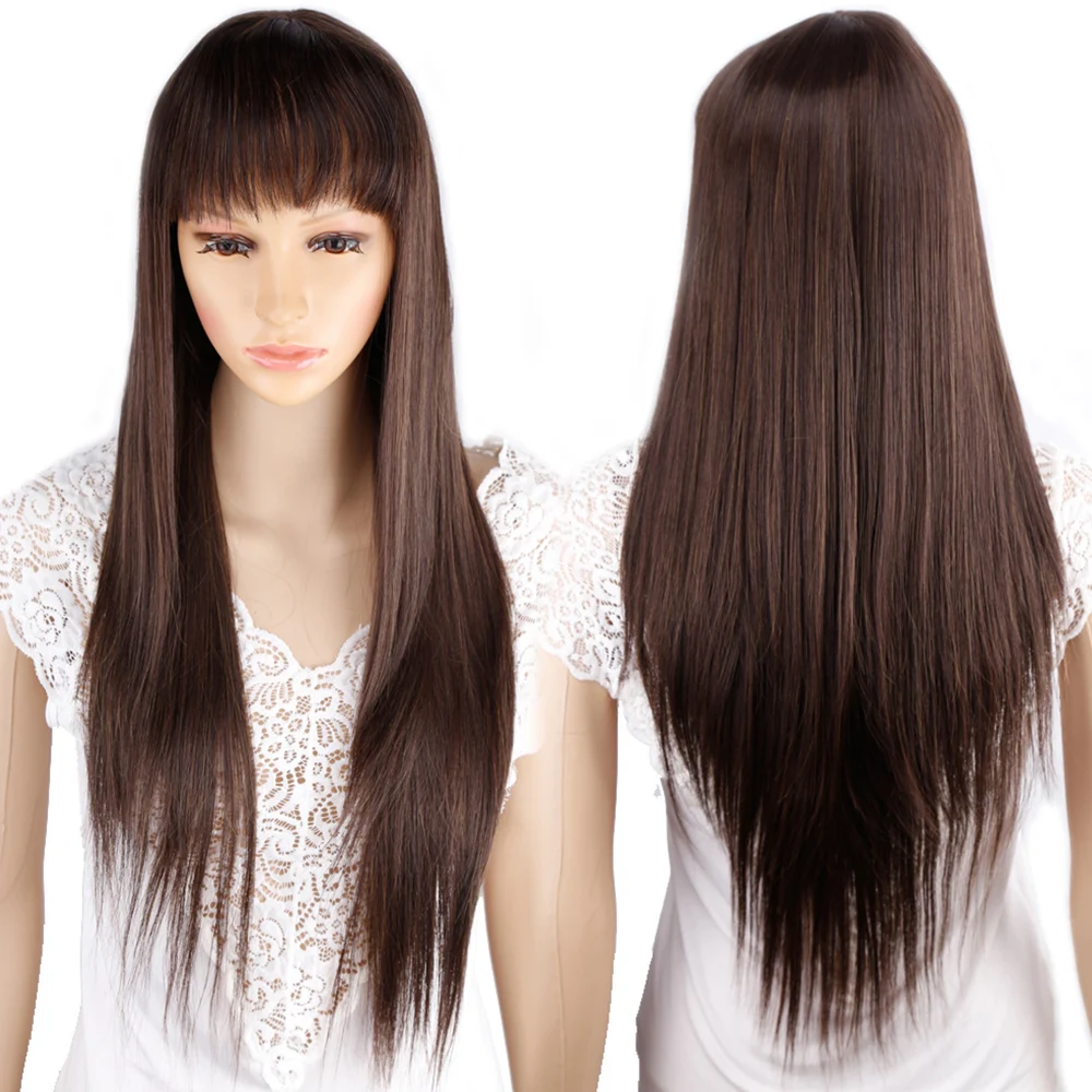 Amir синтетический длинный парик Искусственные парики с челкой женские