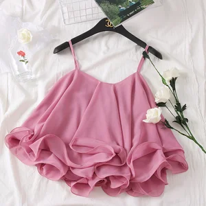 Сексуальный топ с открытыми плечами, шифоновая блузка, топ с оборками, майка с открытой спиной, рубашка без рукавов, Женские Blusas Mujer De Moda, новинка 2021, в Корейском стиле
