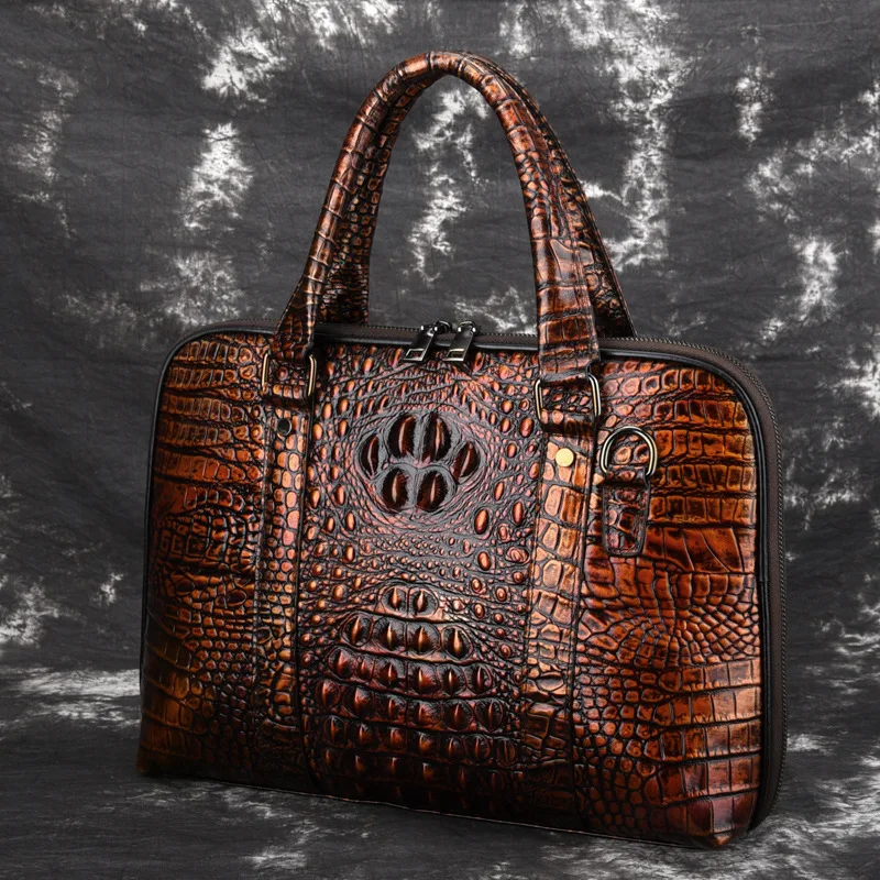 Для мужчин Genune кожаный Портфели Bolso Hombre крокодил Бизнес Сумки ноутбук Сумка