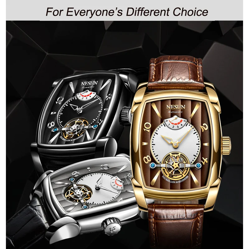 Автоматические механические часы Nesun Tourbillion мужские часы-скелетоны роскошные