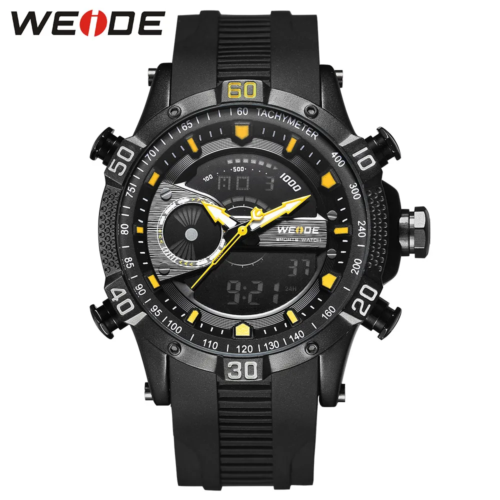 WEIDE Модные и повседневные роскошные часы спортивные мужские цифровые из нержавеющей стали Кварцевые ЖК-аналоговые водонепроницаемые часы с будильником - Цвет: Розовый