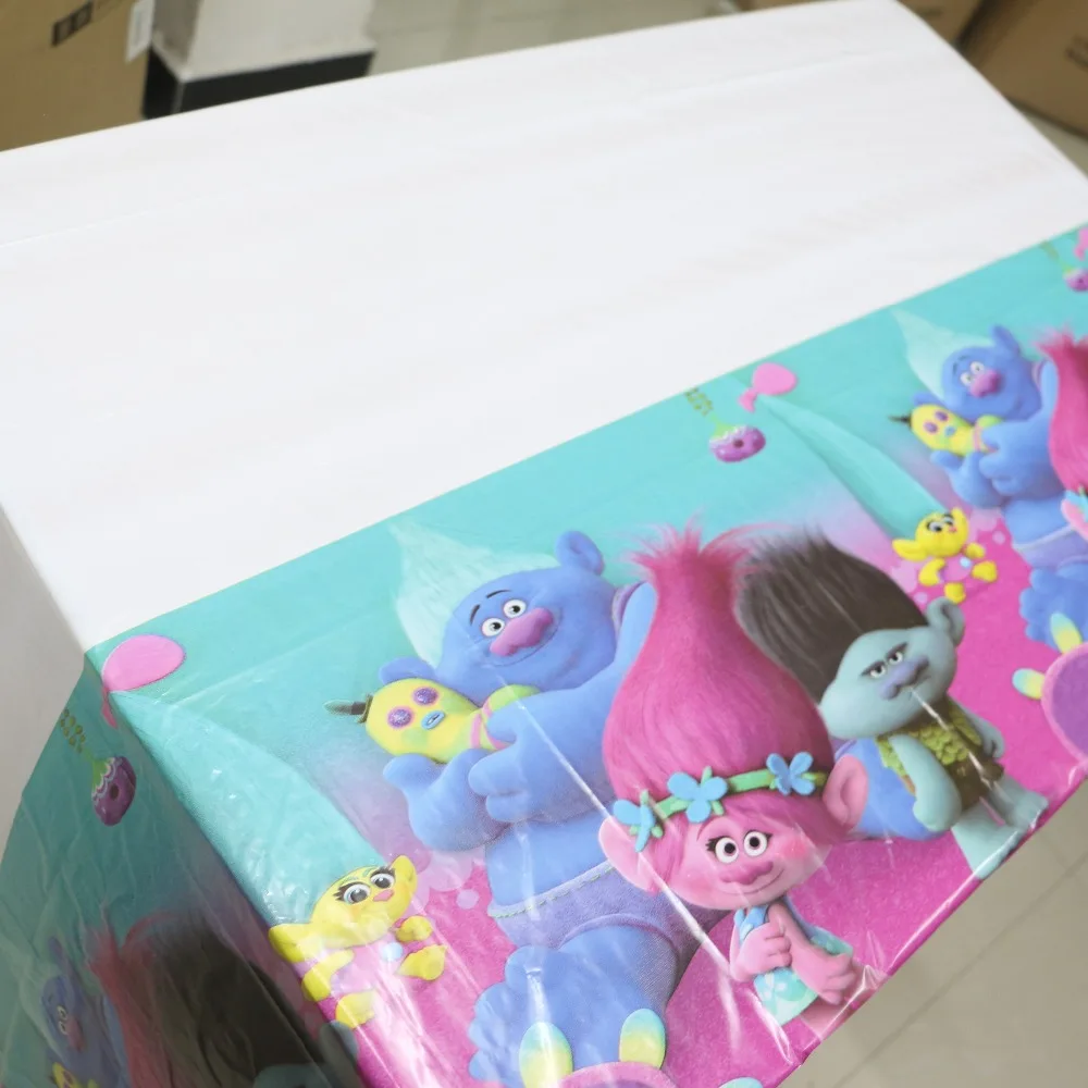 1PCS \ много тролли Пластик Tablecover Дети сувениры мультфильм тема скатерть Baby Shower