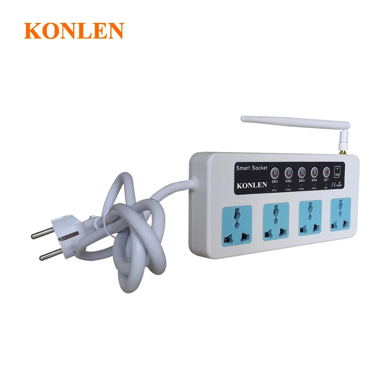 Remote GSM Socket Outlet Switch Relay 4 Ways Power Sockets Controller via SMS Call Timing Smart Home Control | Безопасность и
