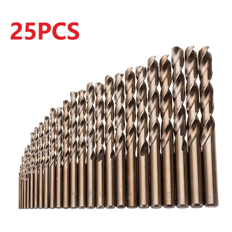 25PCS 1-10 мм/1-13 мм HSS M35 Кобальт твист сверло Набор для металла дерево сверление HT2194-2195 - Цвет: 25PCS