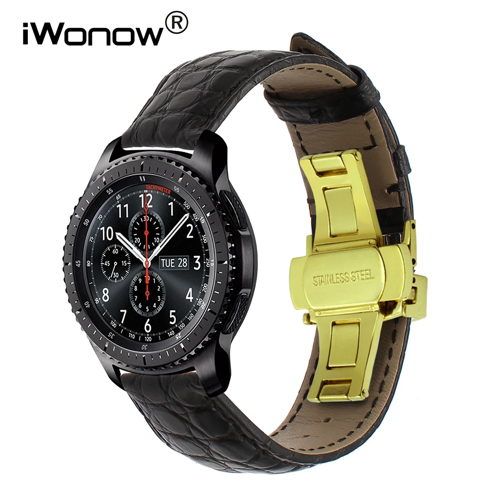 Ремешок из натуральной кожи аллигатора для наручных часов стальной браслет с