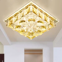 modern fashion square crystal ceiling light home corridor deco surface mounted entrance aisle led lighting