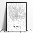 Коламбус, Огайо, США, черный белый пользовательский карта городов мира постер холст печать в скандинавском стиле настенное искусство домашний декор