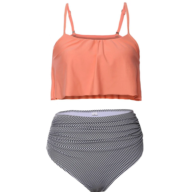 Раздельный оранжевый полосатый плащ женские купальники бикини комплект для