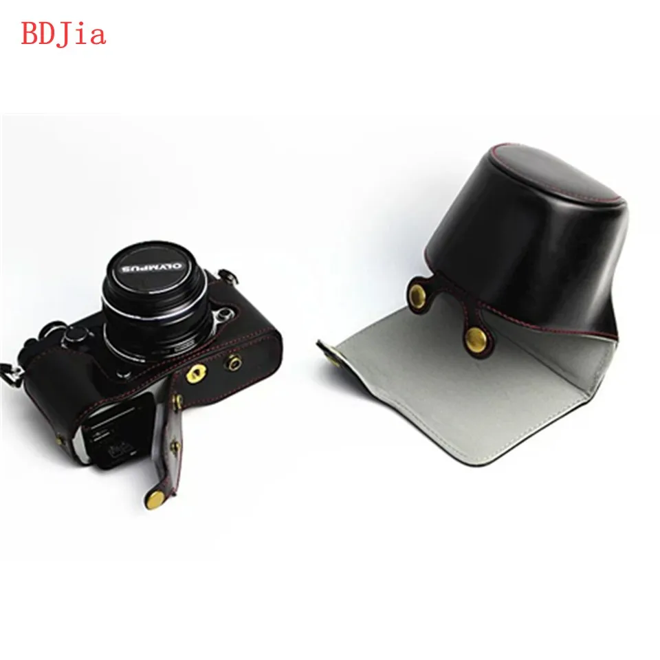 NEW!Pu Leather Camera Bag Case For Olympus PEN-F With Battery Opening+Shoulder Strap Free Shipping | Электроника