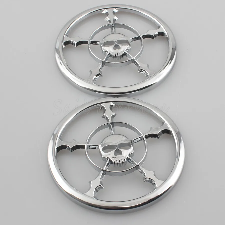 Бесплатная доставка Мотоцикл Chrome Новый 2x Хром 5 1/2 &quotдинамик в форме черепа