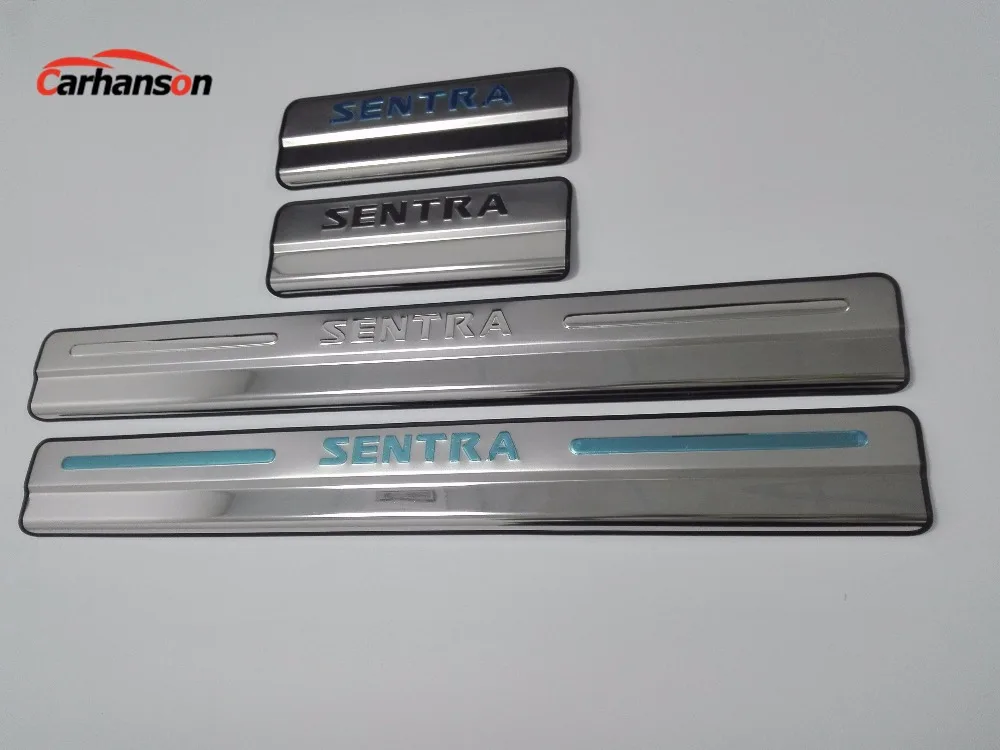 Аксессуары для автомобиля для Nissan Sentra, нержавеющая сталь, педаль подоконника, накладки на двери, 2010,,,,, автомобильные наклейки, 4 шт
