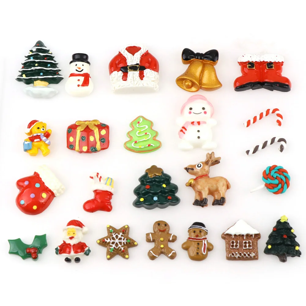 20Pcs Mix Christmas Series Santa Claus DIY Resin Clay Polymer Flatback Cabochon Lucky Bag For Craft Accessories Decoration | Дом и сад