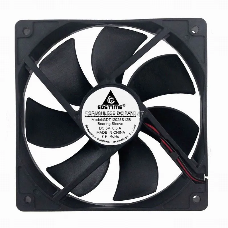 1 шт. Gdstime DC 5 в USB 0.5A 12025 120 мм x 25 вентиляторы ПК корпус охлаждающий вентилятор|120mm