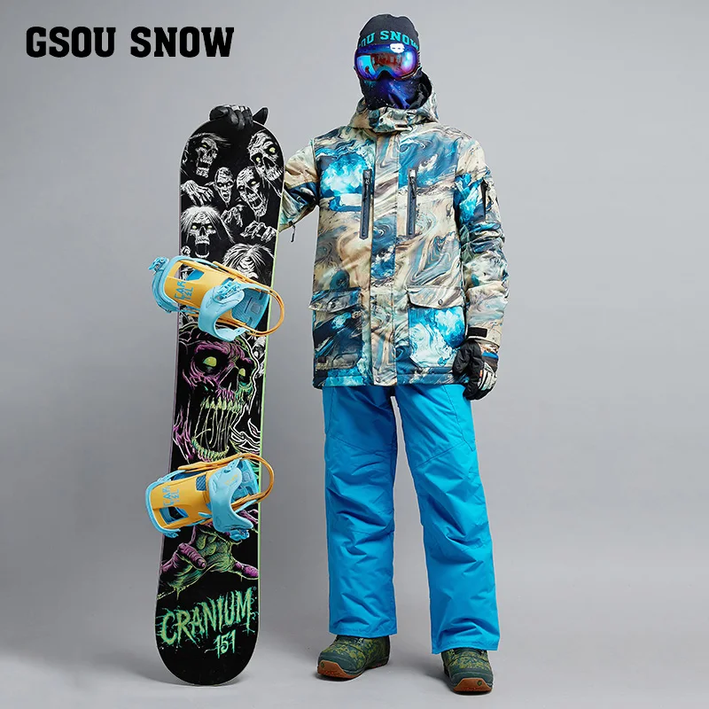 GSOU SNOW New Men's Ski Suit Assault Clothing Winter Windproof Warm Thickening Waterproof Breathable Jacket Pant For Men | Спорт и