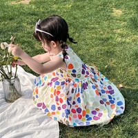 children girls sleeveless colorful dots vest dress 2019 summer casual baby ball gown girls princess dress 2 7yrs toddler clothes