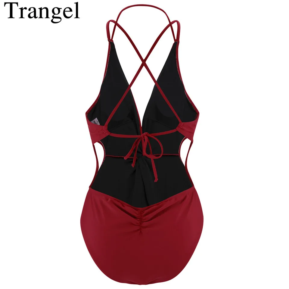 Trangel сексуальный глубокий v образный купальник женский с открытой спиной
