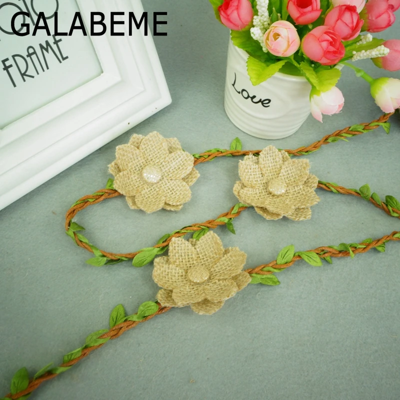 Galabeme 1 шт. = 2 метра природного шпагат строка с листа цветы DIY мешковины свадебное