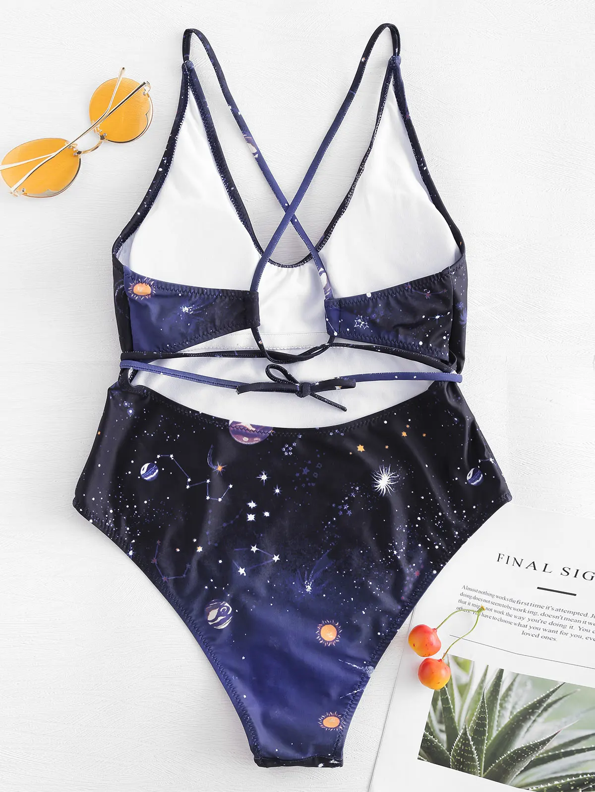 ZAFUL Galaxy Крест-накрест сдельный купальник открытая спина крест-накрест высокий