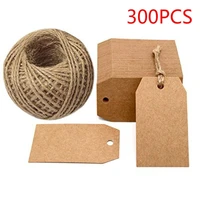 100 300pcs kraft paper gift tags 2 x 1inch craft tag with string blank hang for packaging price tags wedding party decoration