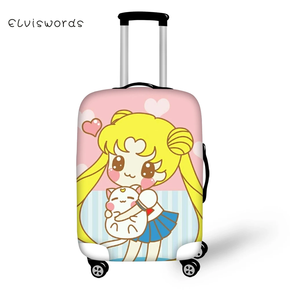 Чехол для багажа ELVISWORDS Sailor Moon с милым мультяшным принтом девочек и мальчиков