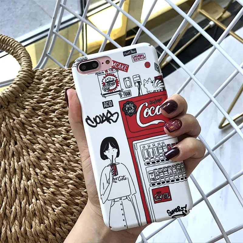 Матовый чехол для телефона с изображением девушки колы японской иллюстрацией